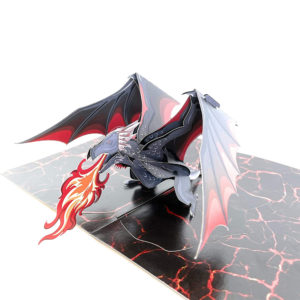 Premium Fire Breathing Black Dragon 3D Pop Up Card